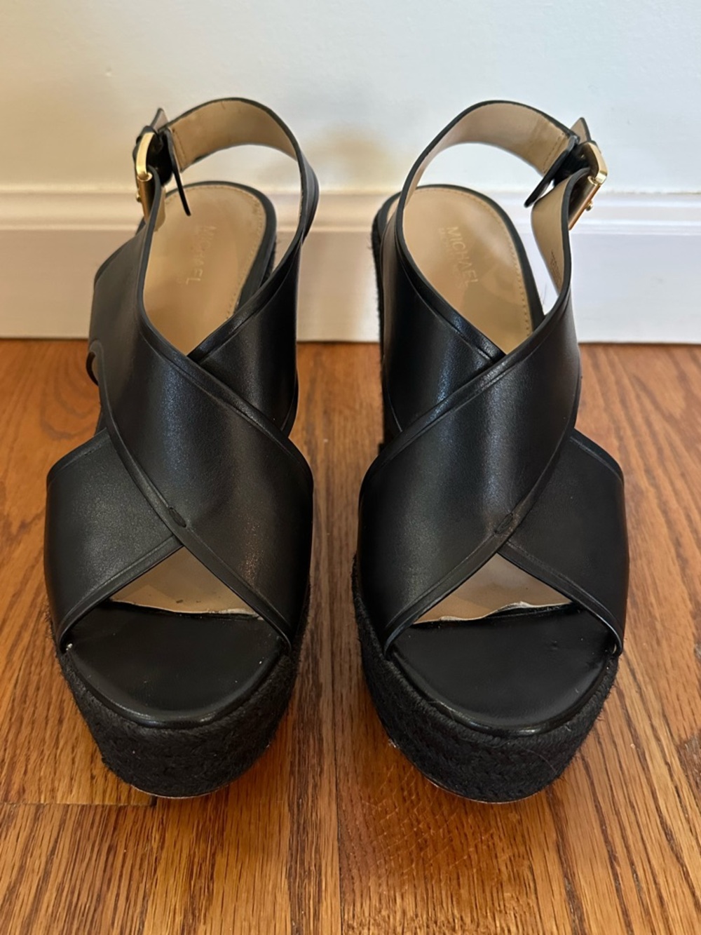 Micheal Kors Black Espadrille Wedge Sandals size 7.5 - Picture 2 of 7